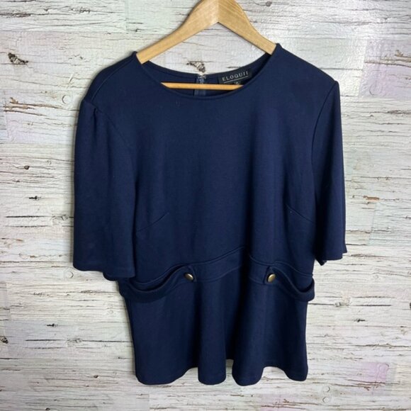 Eloquii Tops - Eloquii blue blouse top gold size 20